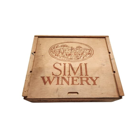 Vintage Simi Winery Wooden Box With Sliding Lid & Dividers - Picture 1 of 9